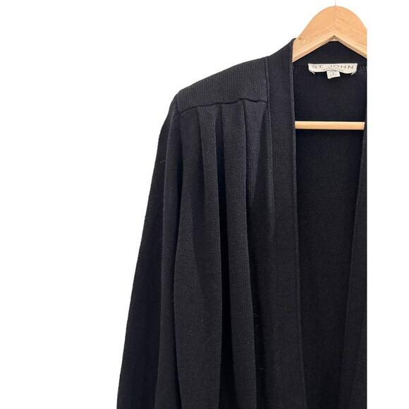 VTG Black St John Separates Open Longline Cardigan Santana Knit Small - Picture 9 of 11